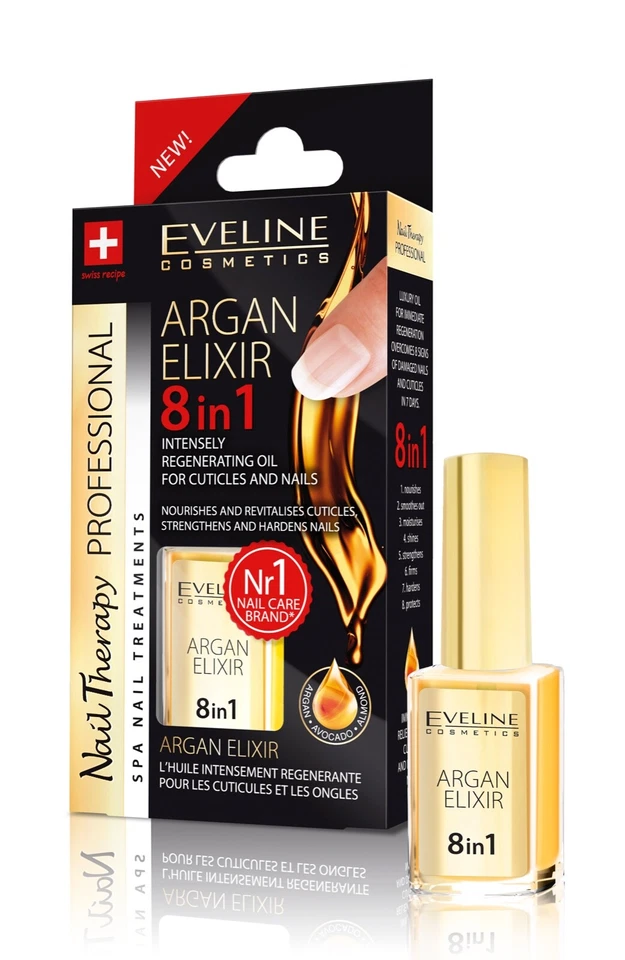 EVELINE COSMETICS Eveline Argan Elixir 8in1 Intensely Regenerating Oil for Cuticles & Nails