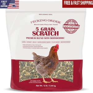5-Grain Chicken Scratch Feed 12 lbs W/ Boonworms Protein Sunflower Seeds Omega-3 - Picture 1 of 5