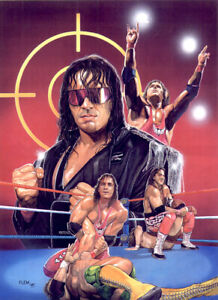 BRET "The Hitman" HART WWE SIGNED PRINT by Tom FLEMing