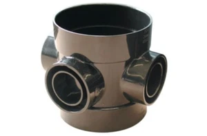 4 x Wavin Osma Double Socket Solvent Weld Boss Pipe 110mm (4") 4S588B Black - Picture 1 of 5
