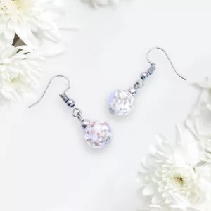 Murano Glass Bead Earrings Handmade Glass Dropper Drop Earrings (MGE10) White - Picture 1 of 8