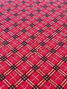 Roter Weihnachts Tartan Stretch Stoff, Baumwolljersey, French Terry, verkauft als 1/2 und 1m - Bild 1 von 4