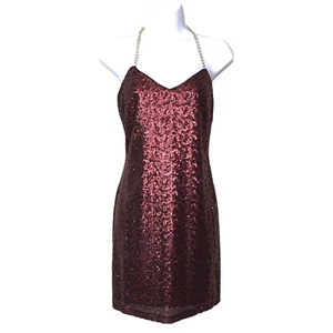 Mini Vestido Silvergate Para Mujer Lentejuelas Lg Borgoña Corto Mini Fiesta Cadenas Correas - Imagen 1 de 10