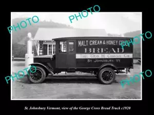 OLD 8x6 HISTORIC PHOTO OF ST JOHNSBURY VERMONT THE CROSS BREAD TRUCK c1920 - Picture 1 of 1