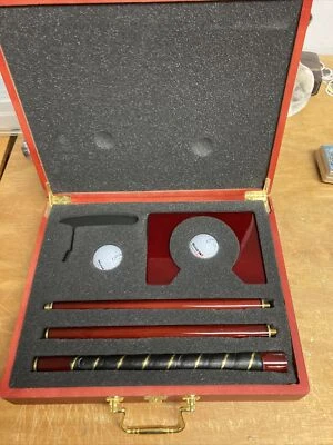 Portable Collapsible Practice Putter 3 Piece Golf Set w/ Wood Case Executive - Image 1 of 4