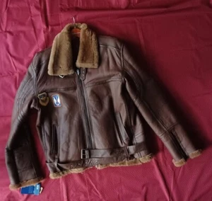 Herren Leder Bomberjacke mit Wollimitatfutter Braun XL Neu mit Etikett - Bild 1 von 9