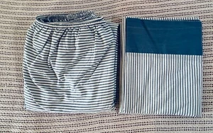 Martha Stewart Everyday Queen Flat Sheet Cotton Blend Cornflower Blue Pin Stripe - Picture 1 of 13