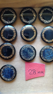 10pcs black ,blue-colored 28mm bundle of resin buttons special vintage  buttons