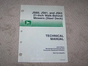 John Deere JS60 JS61 JS63 21" WB Mower Steel Deck Tech Manual TM1710 A3 - Picture 1 of 1