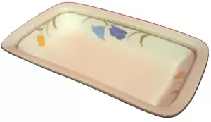 Dansk Tivoli Belles Fleurs Taupe 13" Rectangular Baker Serving Dish Blue Peach - Picture 1 of 5