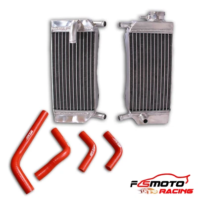 Radiador de aluminio y manguera roja para Honda CRF250R 2004-2009 / CRF250X 2004-2017 Foto 1 de 4