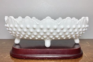 Vintage Fenton weiß Milchglas Nägel 8" ovale Einlegeschale Original Aufkleber NEU - Bild 1 von 6