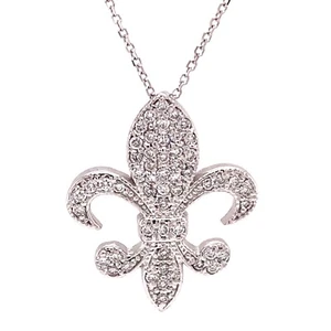 KC Designs NY 14 Karat White Gold Diamond Fleur de lis Pendant - Picture 1 of 2