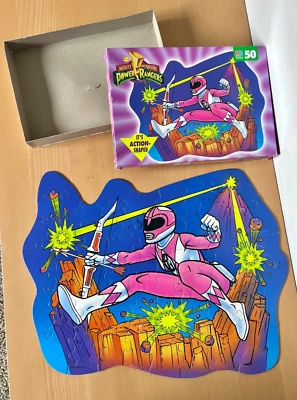 Rompecabezas de 50 piezas Milton Bradley Mighty Morphin Power Rangers 1994 MB en forma de acción Foto 1 de 2