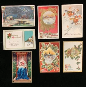 Vintage Postcards - (6) 1900's Christmas themed - Picture 1 of 9