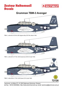 Grumman TBM-3 Avenger - 1945 - 72126 - decals - Bild 1 von 2