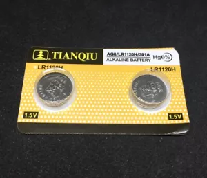 2 pk AG8 LR57 GP391 SR1120 CX191 ALKALINE BUTTON CELL BATTERY Hg0% WATCH TOYS - Picture 1 of 1