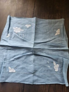 Vintage handbesticktes Taschentuch Damen Taschentuch blau & weiß Blumenmuster ca. 11 Zoll - Bild 1 von 13
