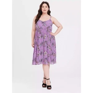 New Torrid Lavender Purple Floral Chiffon Midi Dress Adjustable Strap Plus Sz 2X - Picture 1 of 11