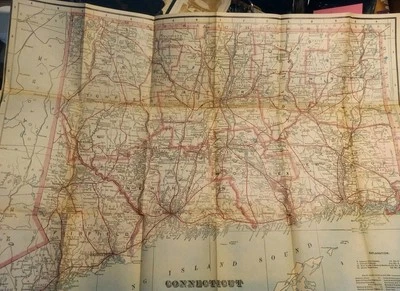 Mapa plegable Connecticut C1917 de George F.Cram Foto 1 de 4