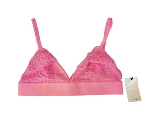 New LIVELY L Pink Hibiscus Floral Lace Bralette Women - Picture 1 of 12