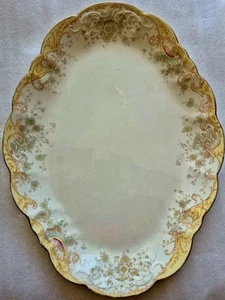 Antico piatto Doulton Burslem rosamond 17,5 pollici x 13 con bordo oro vedi foto - Foto 1 di 16