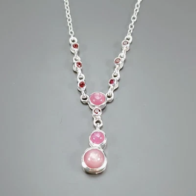 Jewellery Ruby Necklace 925 Sterling Silver 19"/N27477 - Image 1 of 4