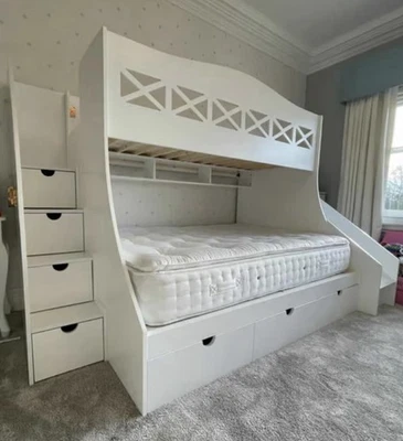 Bunk Bed with Slide and Steps White.  - Image 1 of 4