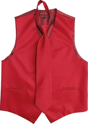Men's Solid Color Adjustable Dress Vest & Neck Tie Set for Suit or Tuxedo - Image 1 of 2