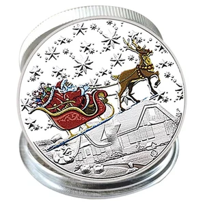 Moneda conmemorativa de Feliz Navidad Paseo en Trineo de Santa Coleccionable - Imagen 1 de 7