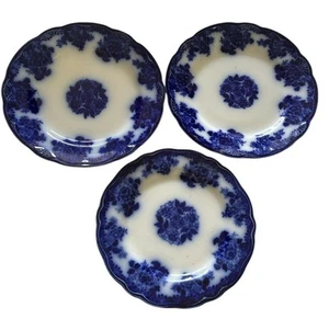 Set 3 Flow Blue New Wharf Pottery England Waldorf Dinner Plates 1 X 9" & 2 X 10” - Picture 1 of 15