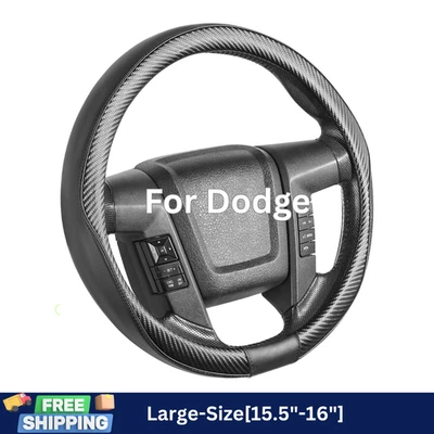 Black Carbon Fiber Pattern Car Steering Wheel Cover for Dodge Journey 2012-2016 - Image 1 of 4