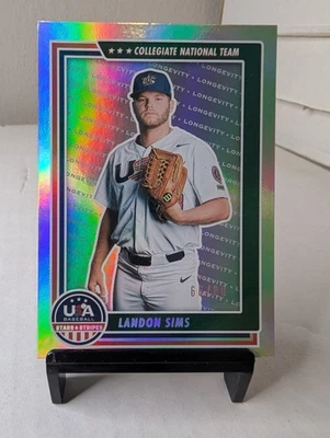 2022 Panini USA Stars & Stripes Landon Sims Longevity Silver Holo 66/80 - Image 1 of 2