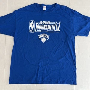 NWOT New York Knicks Basketball NBA In-Season Tournament Shirt Adult XL Blue SGA - Picture 1 of 8