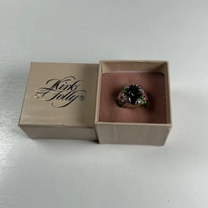 KIRKS FOLLY Garden Fantasy Ring Purple Stone Enamel Dragonfly Flowers Size 7 - Picture 1 of 9