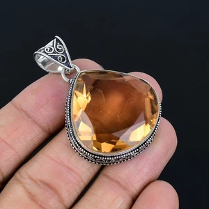 Morganit 925 Sterlingsilber Edelstein Handarbeit Vintage Anhänger 2,1" VJ 441 - Bild 1 von 5