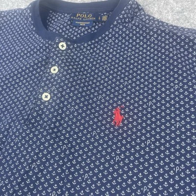 Camisa Polo Ralph Lauren Henley Malla Peso Pluma L Azul Marino Ancla P Náutica Foto 1 de 4