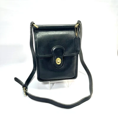 Vintage 90s Coach Murphy 9930 Black Leather Brass Turn Lock Crossbody Bag Purse - Image 1 of 4