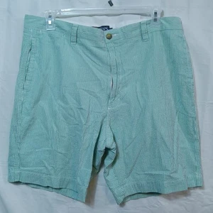 Chaps Shorts Men's Size 38 Teal White Striped Pockets Outdoors Beach Bermuda - Picture 1 of 8