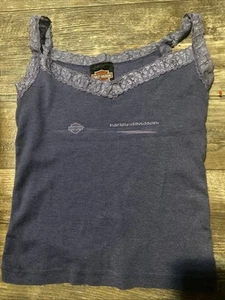 Women’s Harley Davidson Lace Neckline V Neck Tank Top Purple Size S - Picture 1 of 6