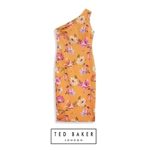 NEU Ted Baker Lacieyy orange Blumen One-Shoulder Kleid Gr. 6 US 12-14 - Bild 1 von 11