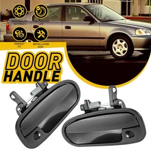 1/2/3SET For 1996-2000 Honda Civic Exterior Door Handle Front Left+Right Black T - Picture 1 of 16