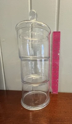 Clear Glass Stacked Apothecary Jar 14.5” 3-Tier Set Candy Decor Display Used - Image 1 of 4