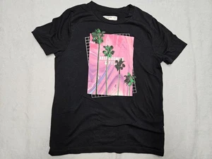 Abercrombie Palm Trees Black Crew Neck Soft Lightweight Short Sleeve Tee 13-14 - Picture 1 of 3
