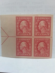 US Stamp Scott#409 1912 2c Block Of 4 Imperforate - Picture 1 of 5