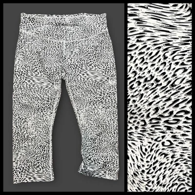 Reebok Women’s Cropped Activewear L Size Medium White Black Leopard Print Animal - Image 1 of 4