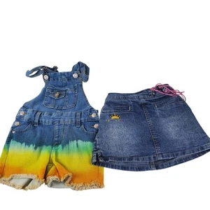 Girls Lot 2 items Overall Shorts Tye Dye (size 4-5) Disney Jean Skorts (size 5) - Picture 1 of 9