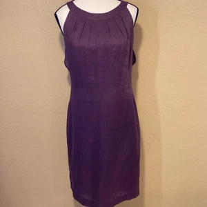 Vestido de lino The Loft en ciruela, 100 % lino, totalmente forrado en 100 % algodón, talla 8 - Imagen 1 de 8