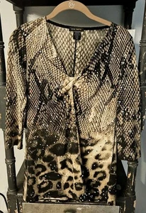 Eva Varro Tunic Top Snakeskin Print Brown Black Size XS - Bild 1 von 3