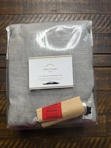 Pottery Barn Emery Linen Poletop Blackout Curtain Drape 100”x84” Gray New - Picture 1 of 3